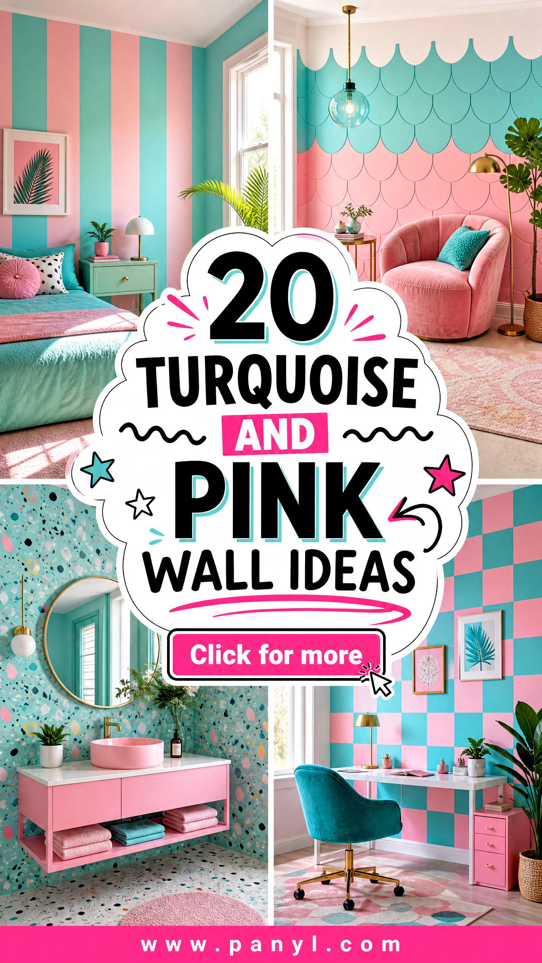 20 Turquoise and Pink Wall Ideas for Playful Chic Rooms - 20 Turquoise and Pink Wall Ideas for Playful, Chic Rooms