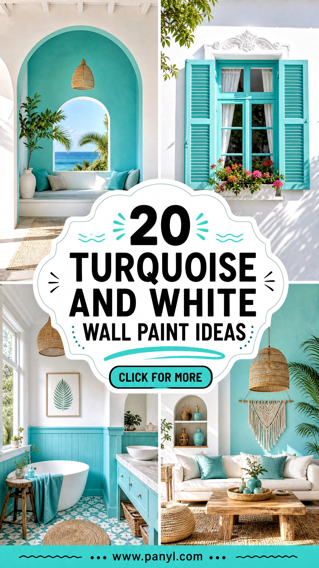 20 Turquoise and White Wall Paint Ideas for Breezy Rooms - 20 Turquoise and White Wall Paint Ideas for Breezy Rooms
