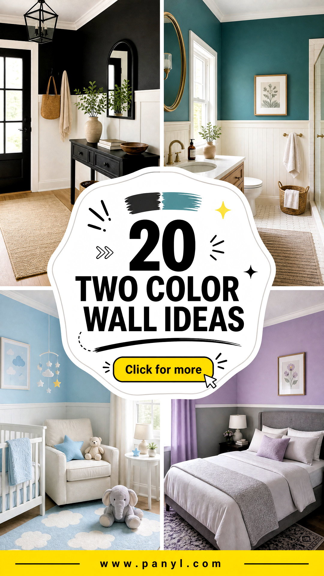 20 Two Color Wall Ideas for a Polished Designer-Style Look - 20 Two Color Wall Ideas for a Polished, Designer-Style Look