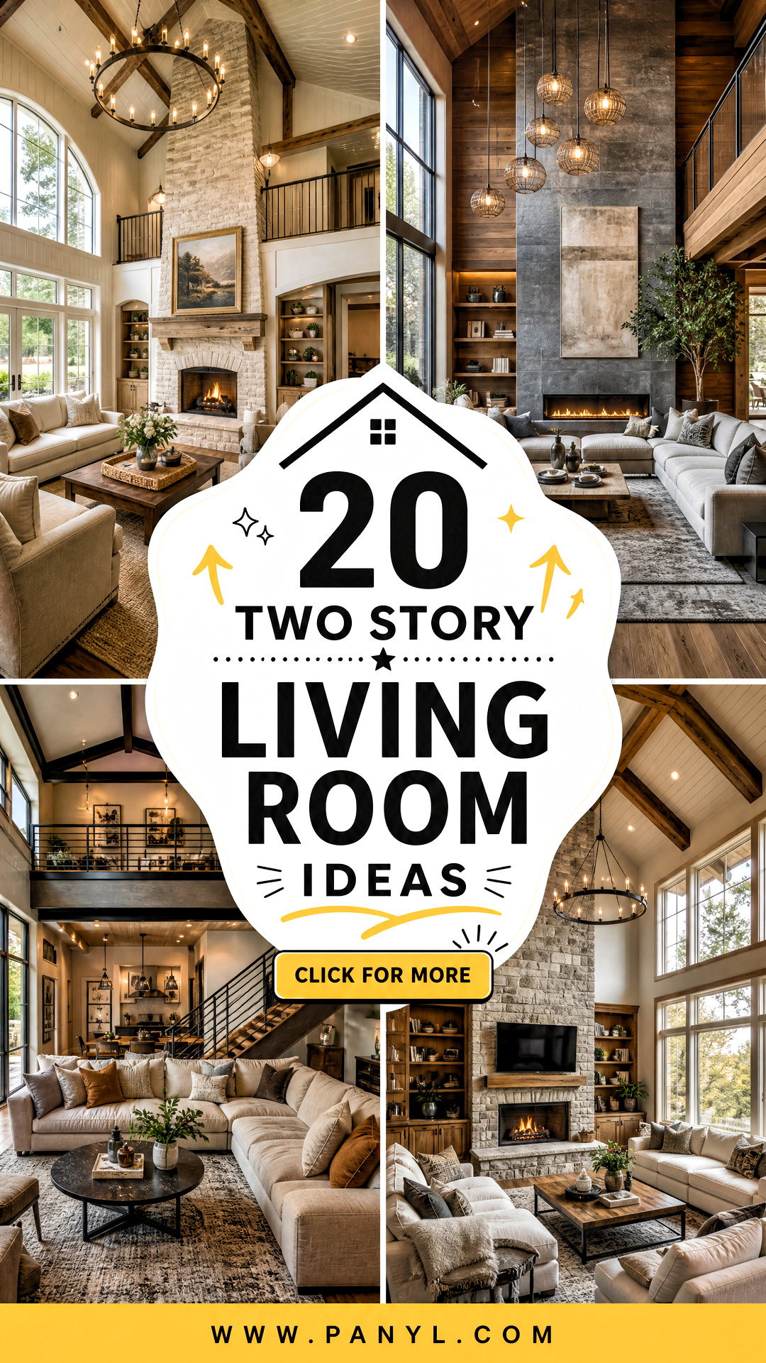20 Two Story Living Room Ideas for a Warm Inviting Grand Room - 20 Two Story Living Room Ideas for a Warm, Inviting Grand Room