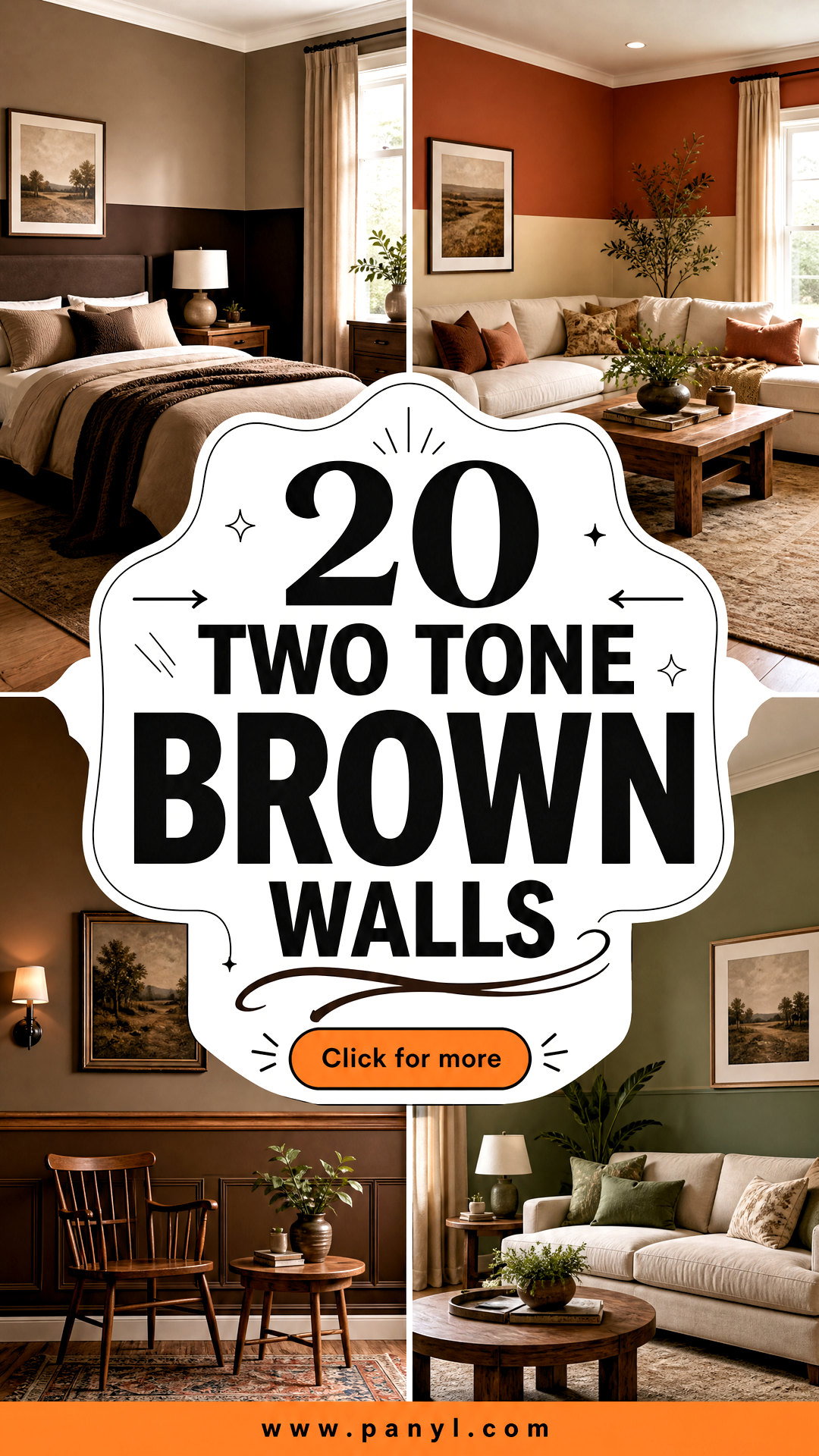 20 Two Tone Brown Walls for Warm Sophisticated Interiors - 20 Two Tone Brown Walls for Warm, Sophisticated Interiors