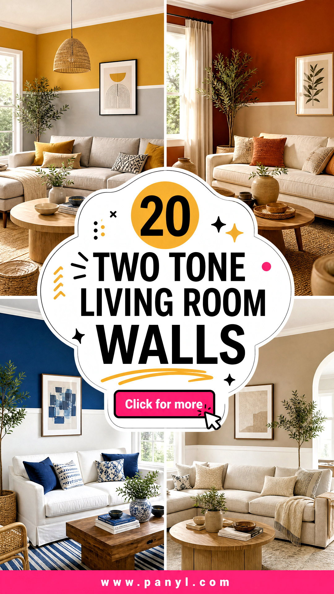 20 Two Tone Living Room Walls for a Chic Fresh Designer Look - 20 Two Tone Living Room Walls for a Chic, Fresh Designer Look