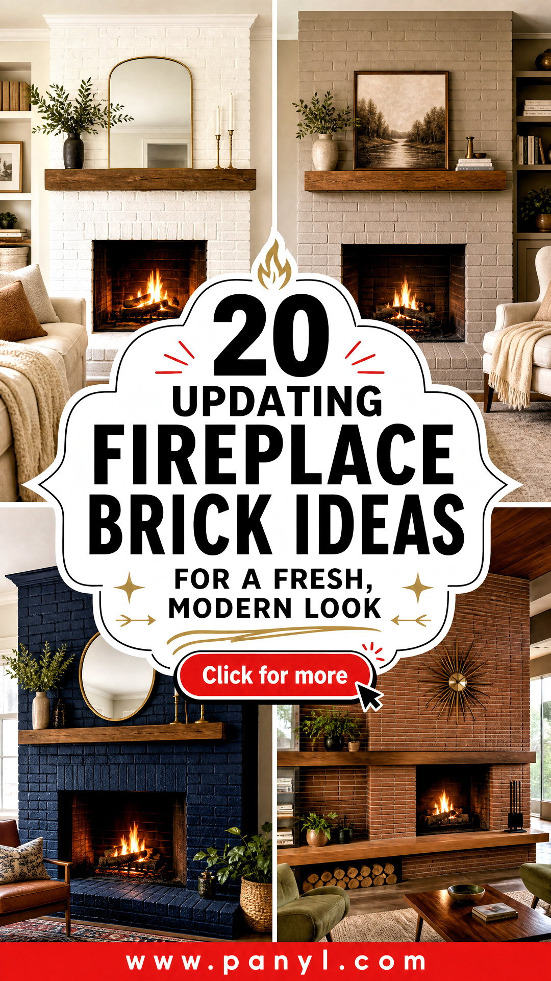 20 Updating Fireplace Brick Ideas for a Fresh Modern Look - 20 Updating Fireplace Brick Ideas for a Fresh, Modern Look