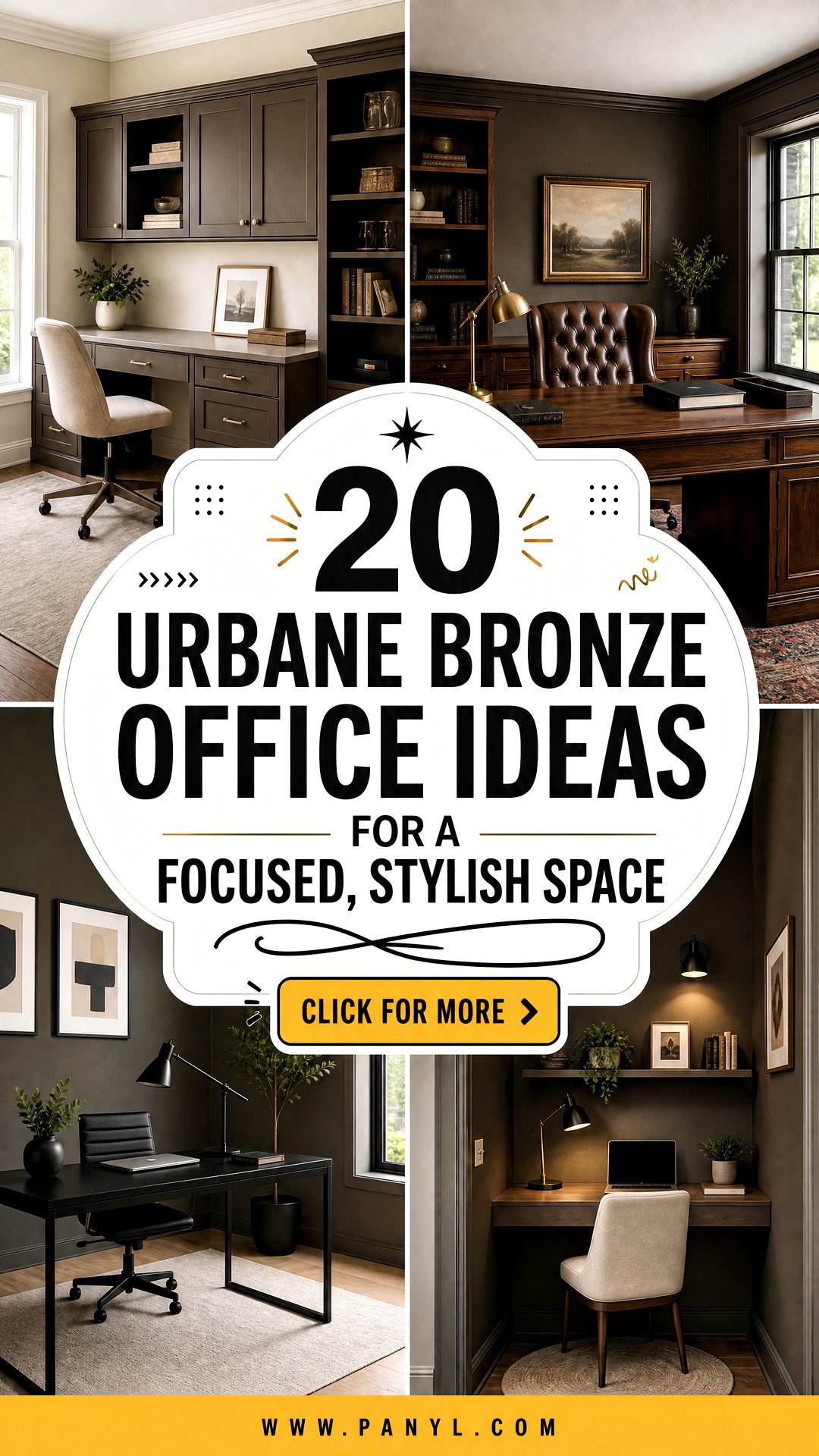 20 Urbane Bronze Office Ideas for a Focused Stylish Space - 20 Urbane Bronze Office Ideas for a Focused, Stylish Space