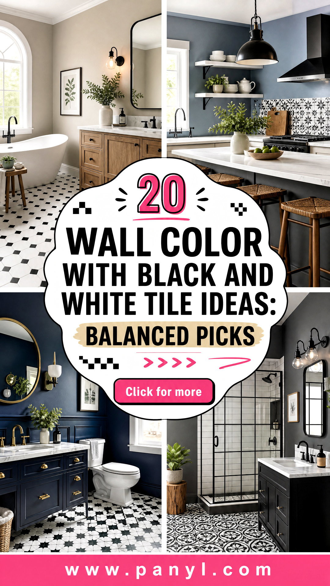 20 Wall Color With Black And White Tile Ideas Balanced Picks - 20 Wall Color With Black And White Tile Ideas: Balanced Picks