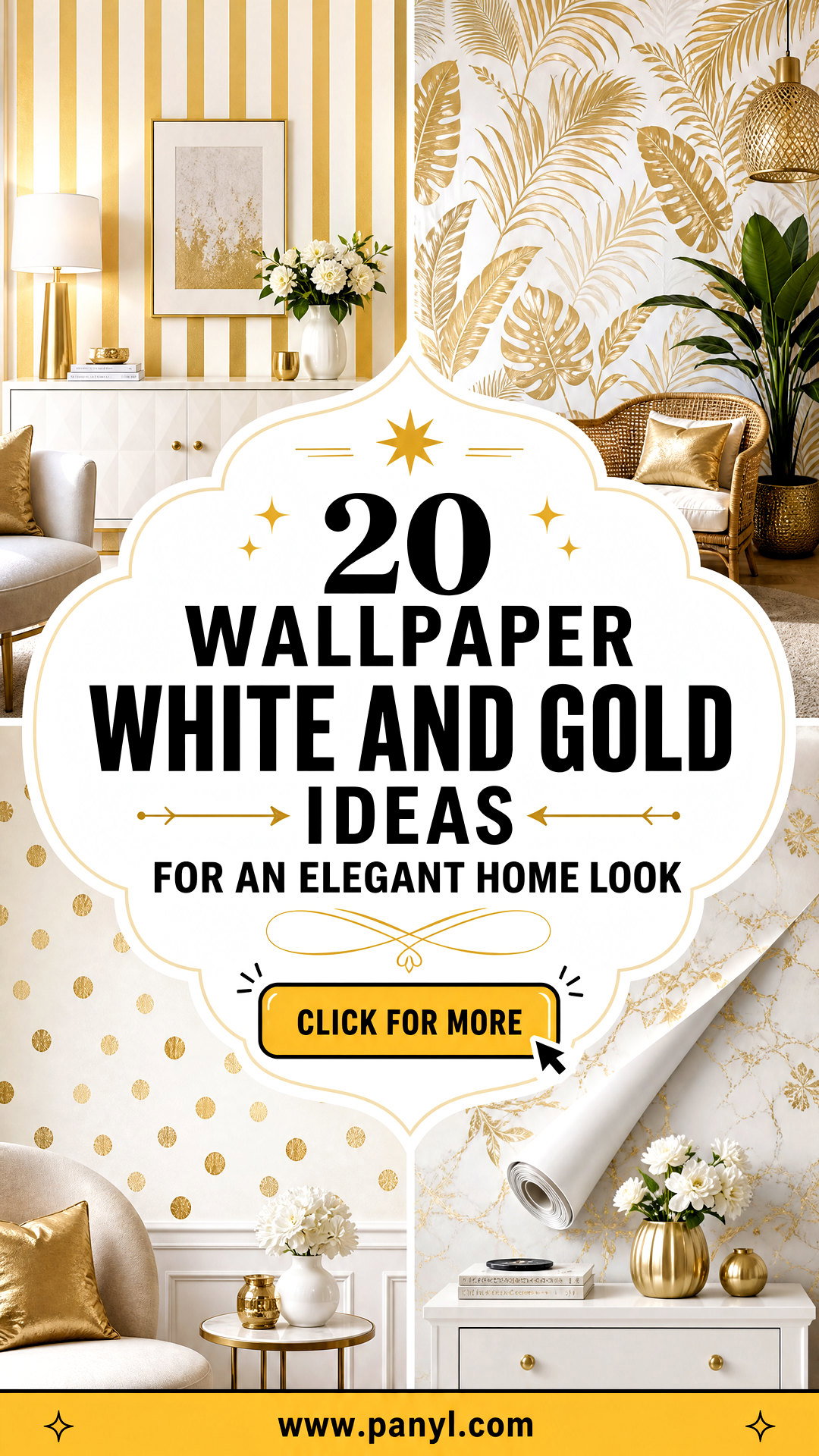 20 Wallpaper White and Gold Ideas for an Elegant Home Look - 20 Wallpaper White and Gold Ideas for an Elegant Home Look
