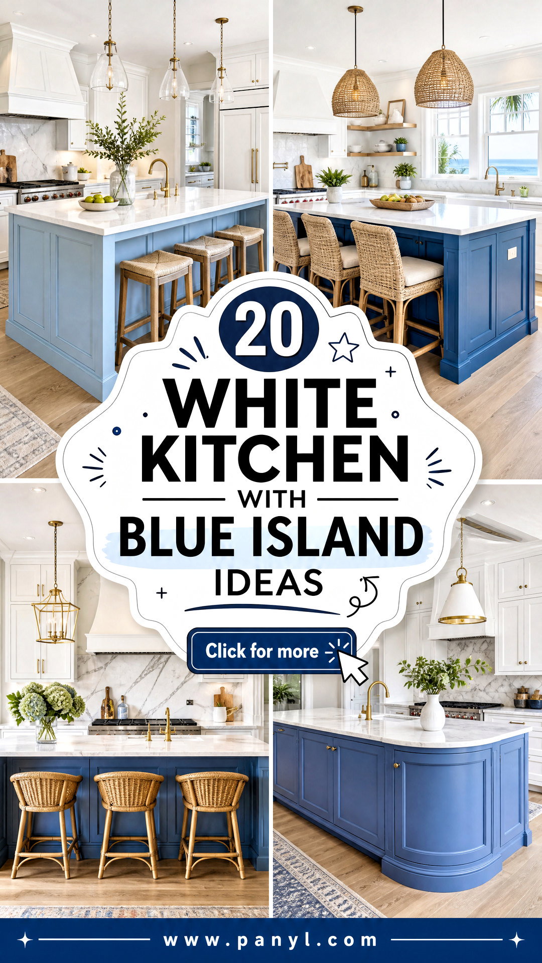 20 White Kitchen With Blue Island Ideas for Coastal Charm - 20 White Kitchen With Blue Island Ideas for Coastal Charm