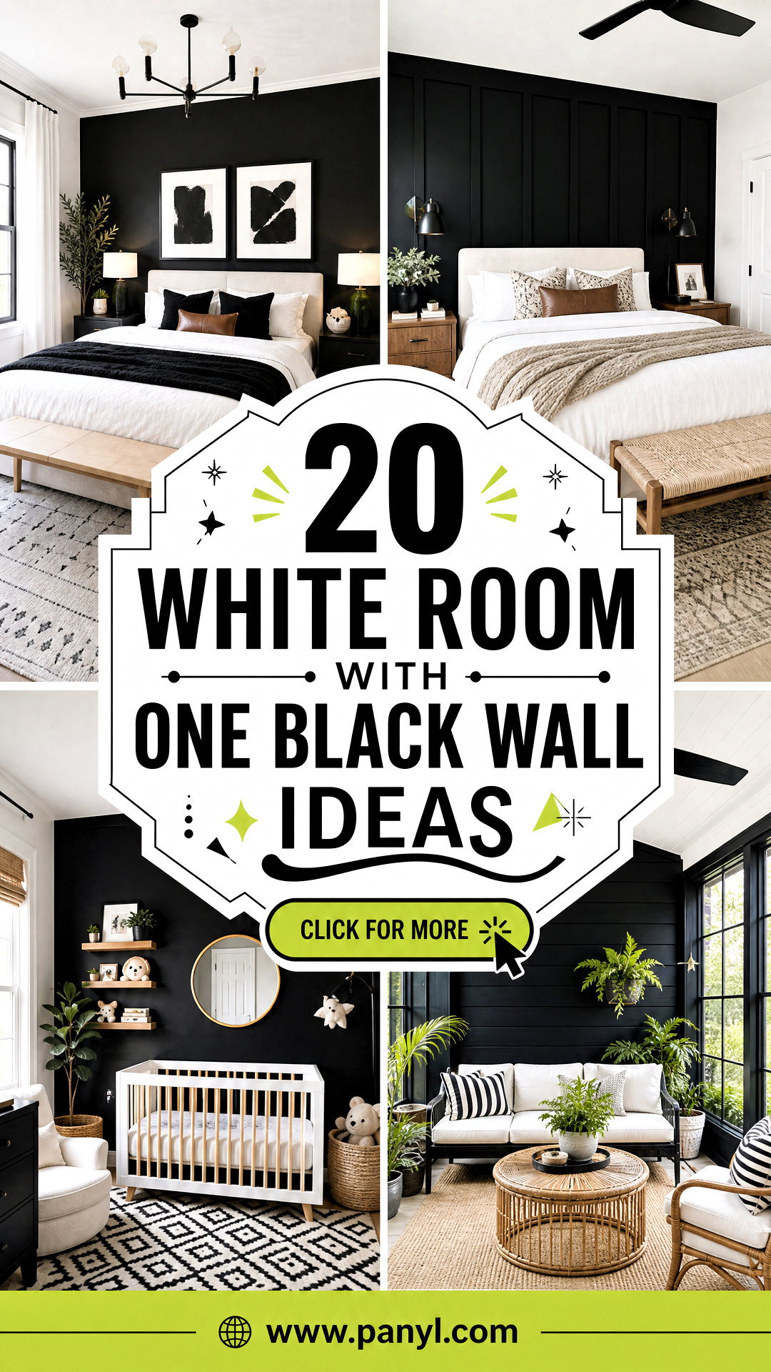 20 White Room With One Black Wall Ideas for a Bold Look - 20 White Room With One Black Wall Ideas for a Bold Look