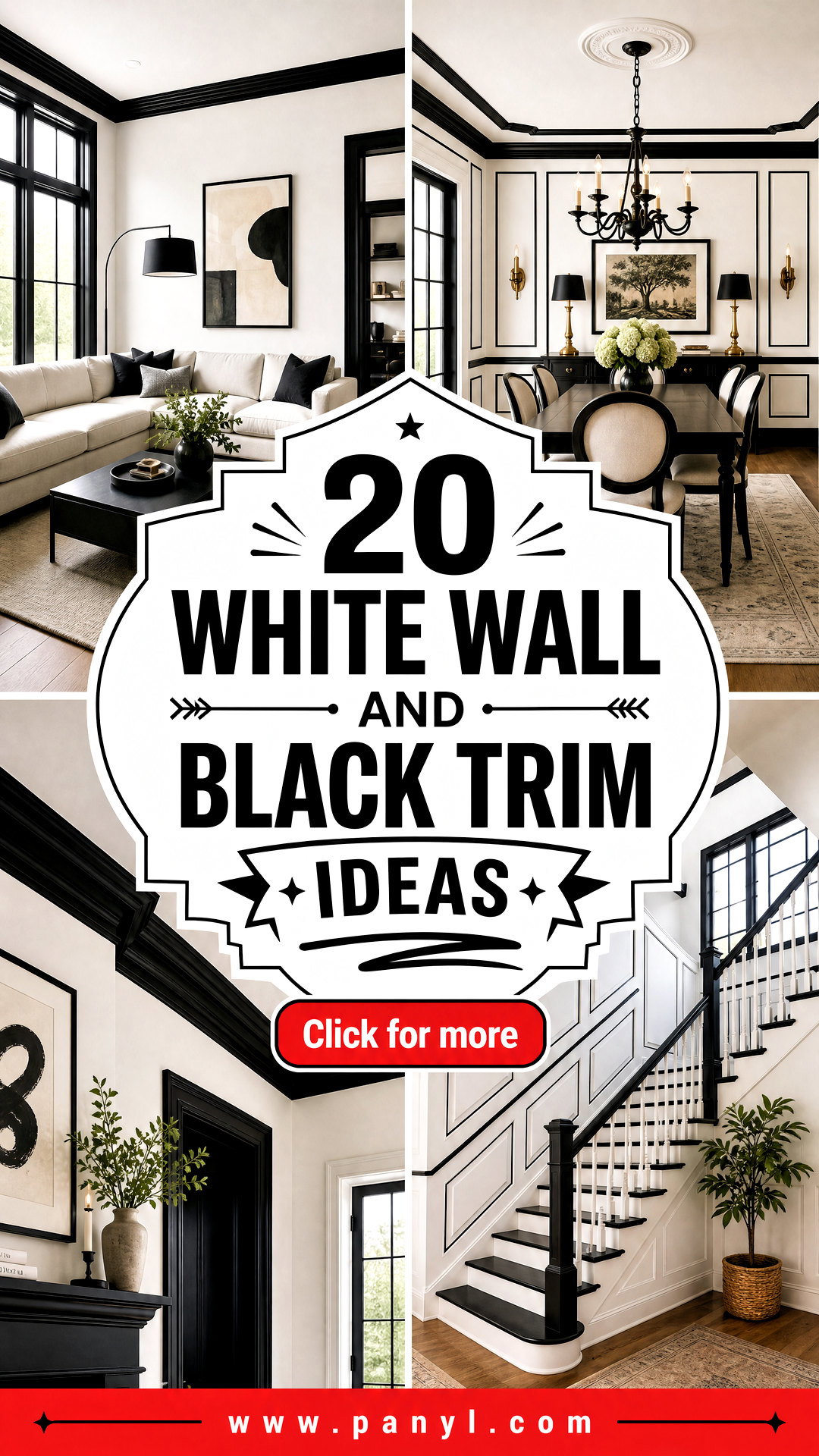 20 White Wall And Black Trim Ideas for Bold Modern Contrast - 20 White Wall And Black Trim Ideas for Bold Modern Contrast