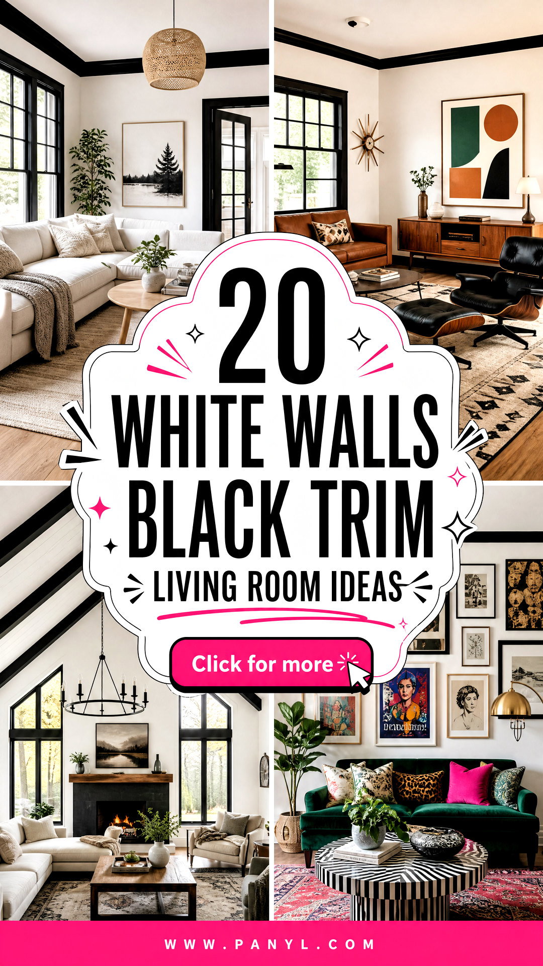20 White Walls Black Trim Living Room Ideas for Bold Style - 20 White Walls Black Trim Living Room Ideas for Bold Style