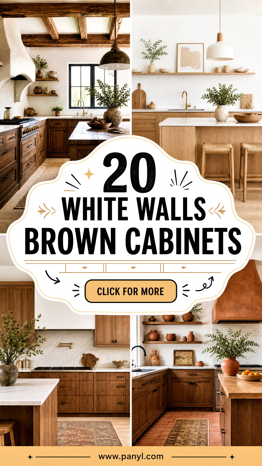 20 White Walls Brown Cabinets for a Warm Modern Kitchen - 20 White Walls Brown Cabinets for a Warm Modern Kitchen