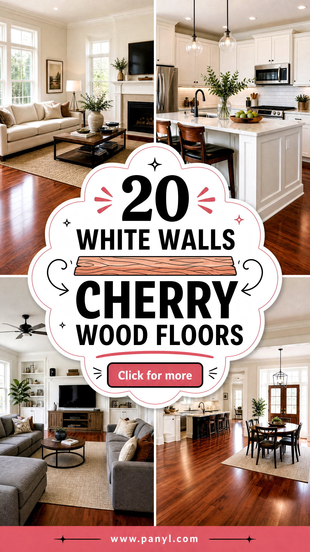 20 White Walls Cherry Wood Floors for a Warm Polished Look - 20 White Walls Cherry Wood Floors for a Warm, Polished Look
