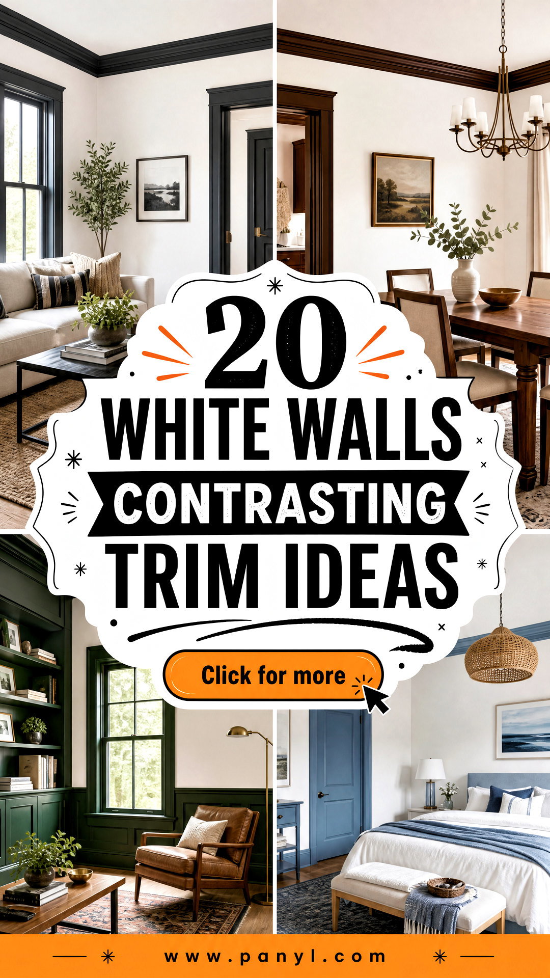20 White Walls Contrasting Trim Ideas for Dramatic Style - 20 White Walls Contrasting Trim Ideas for Dramatic Style