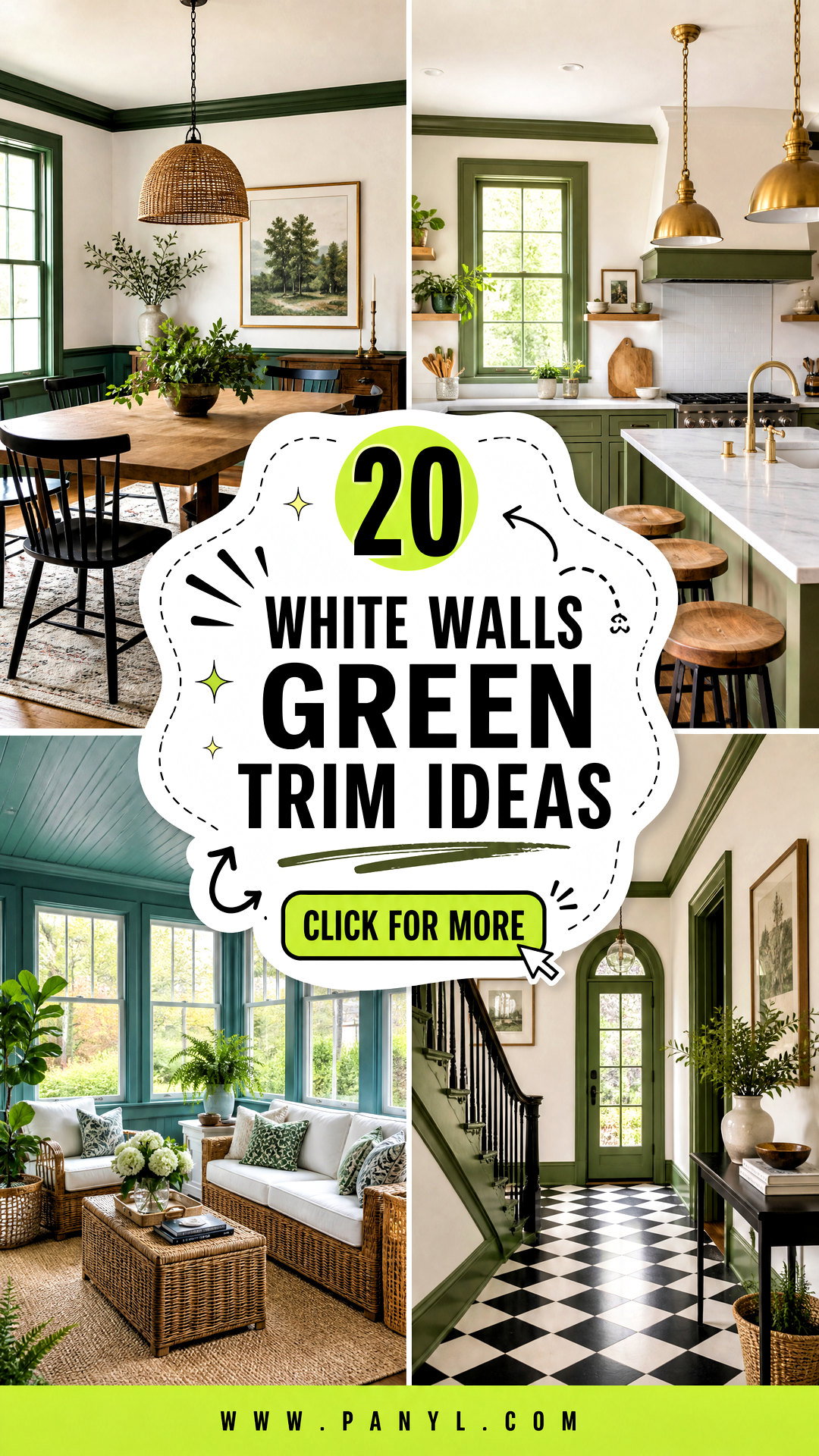 20 White Walls Green Trim Ideas for Fresh Stylish Rooms - 20 White Walls Green Trim Ideas for Fresh, Stylish Rooms