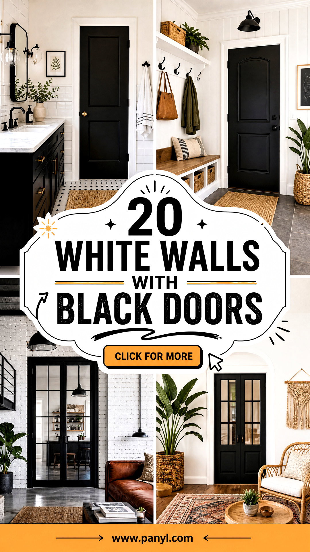 20 White Walls With Black Doors for a Stylish Modern Look - 20 White Walls With Black Doors for a Stylish Modern Look
