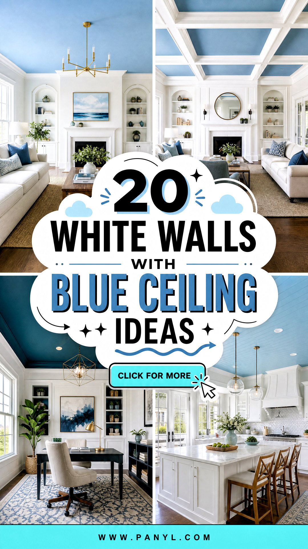 20 White Walls With Blue Ceiling Ideas for Airy Modern Rooms - 20 White Walls With Blue Ceiling Ideas for Airy Modern Rooms