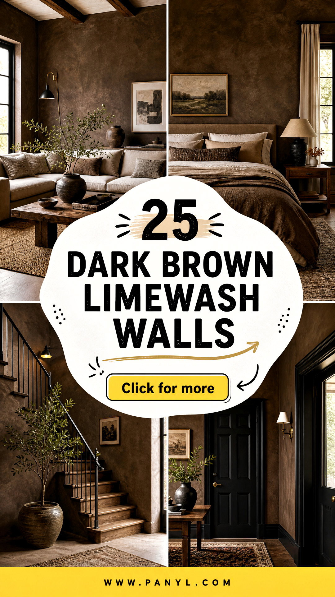 25 Dark Brown Limewash Walls Earthy Texture for Cozy Homes - 25 Dark Brown Limewash Walls: Earthy Texture for Cozy Homes