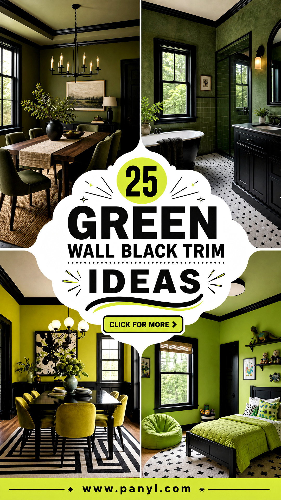 25 Green Wall Black Trim Ideas for Bold Sophisticated Rooms - 25 Green Wall Black Trim Ideas for Bold, Sophisticated Rooms