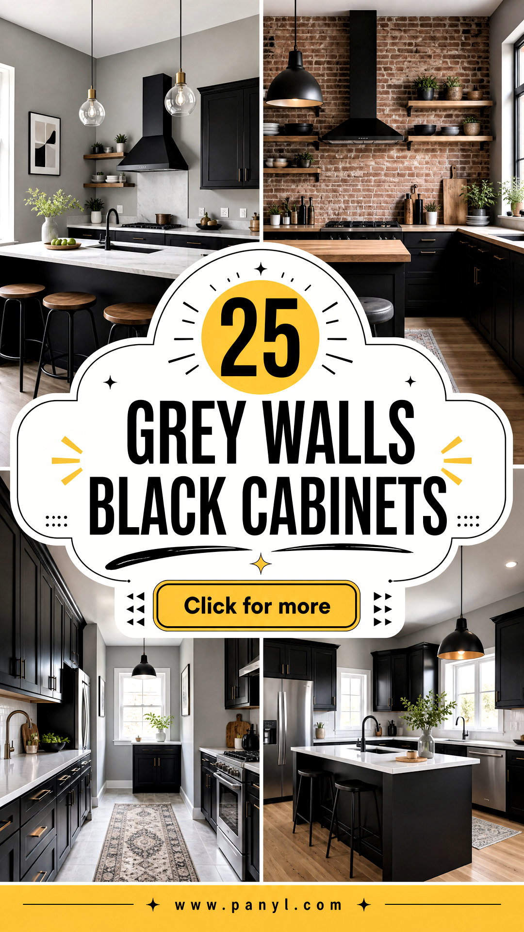 25 Grey Walls Black Cabinets for a Sleek Modern Kitchen - 25 Grey Walls Black Cabinets for a Sleek Modern Kitchen