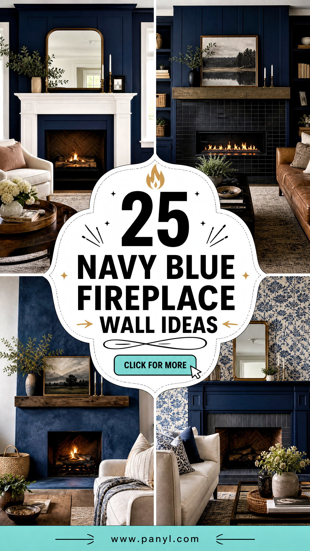 25 Navy Blue Fireplace Wall Ideas for a Striking Focal Point - 25 Navy Blue Fireplace Wall Ideas for a Striking Focal Point