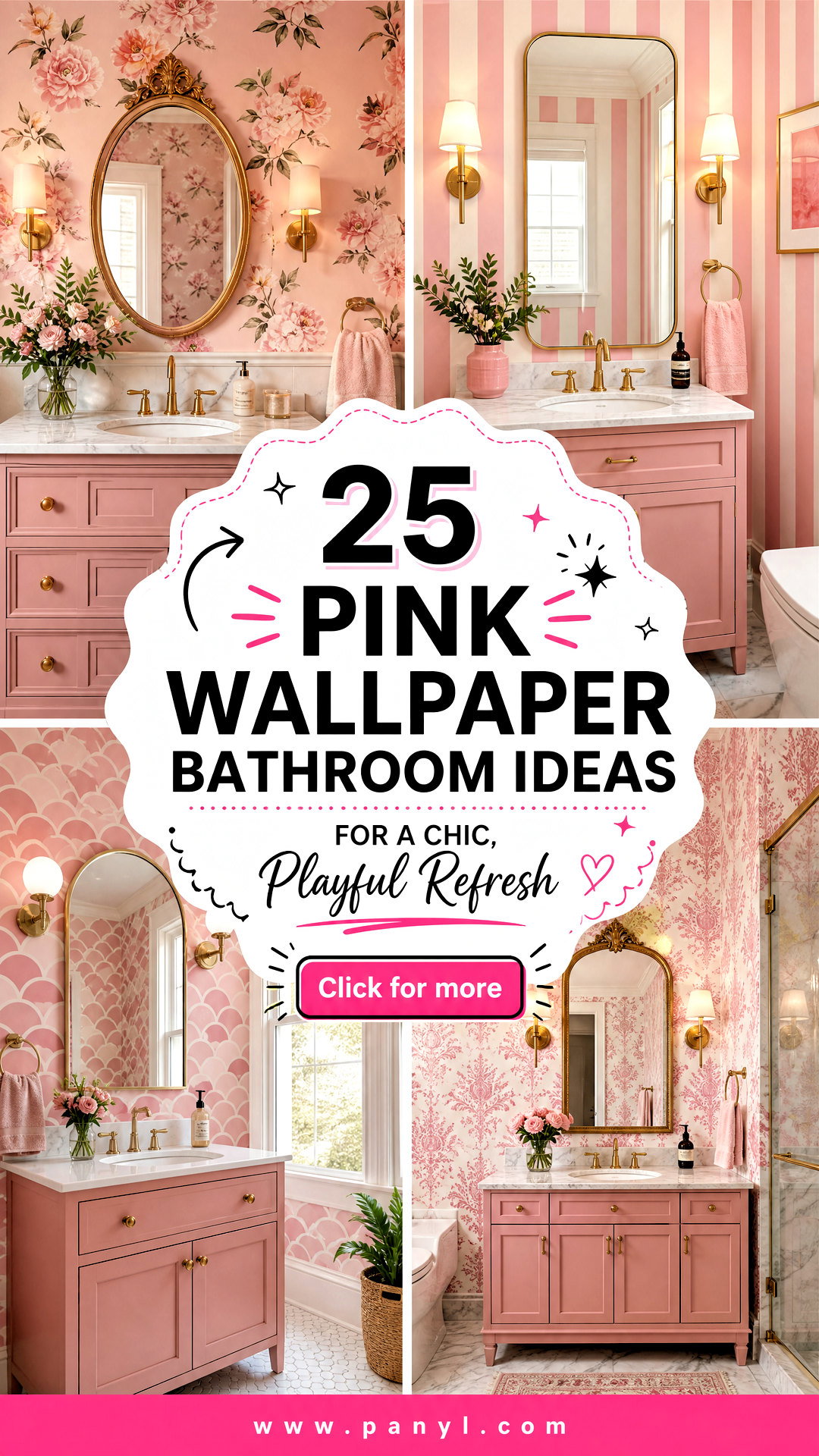 25 Pink Wallpaper Bathroom Ideas for a Chic Playful Refresh - 25 Pink Wallpaper Bathroom Ideas for a Chic, Playful Refresh