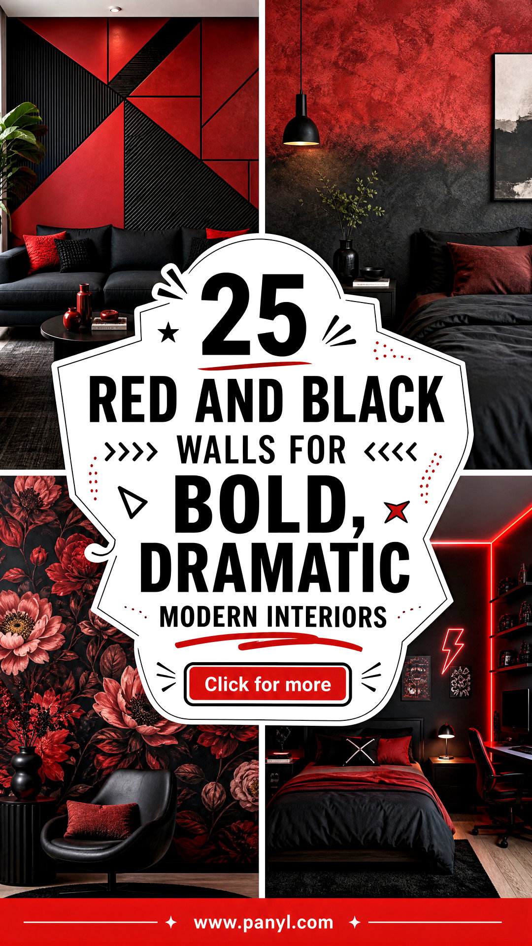 25 Red And Black Walls for Bold Dramatic Modern Interiors - 25 Red And Black Walls for Bold, Dramatic Modern Interiors