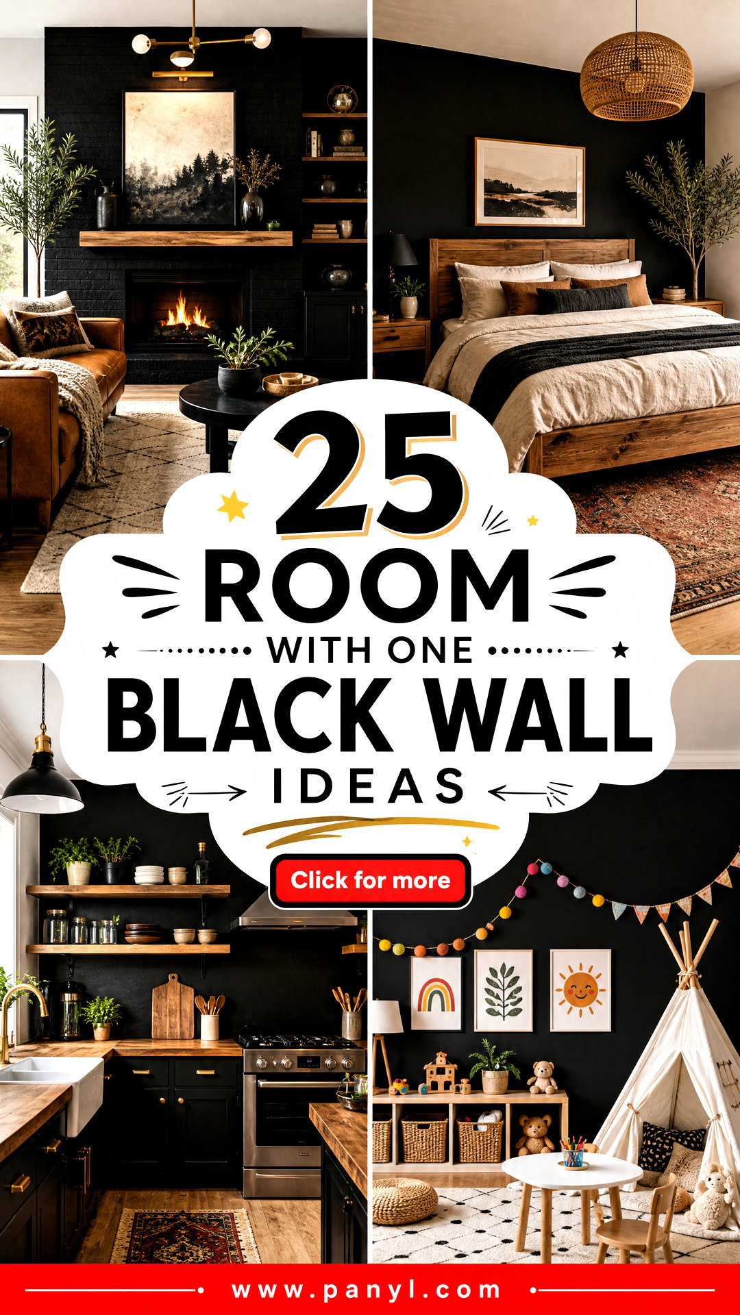 25 Room With One Black Wall Ideas for Bold Modern Style - 25 Room With One Black Wall Ideas for Bold Modern Style