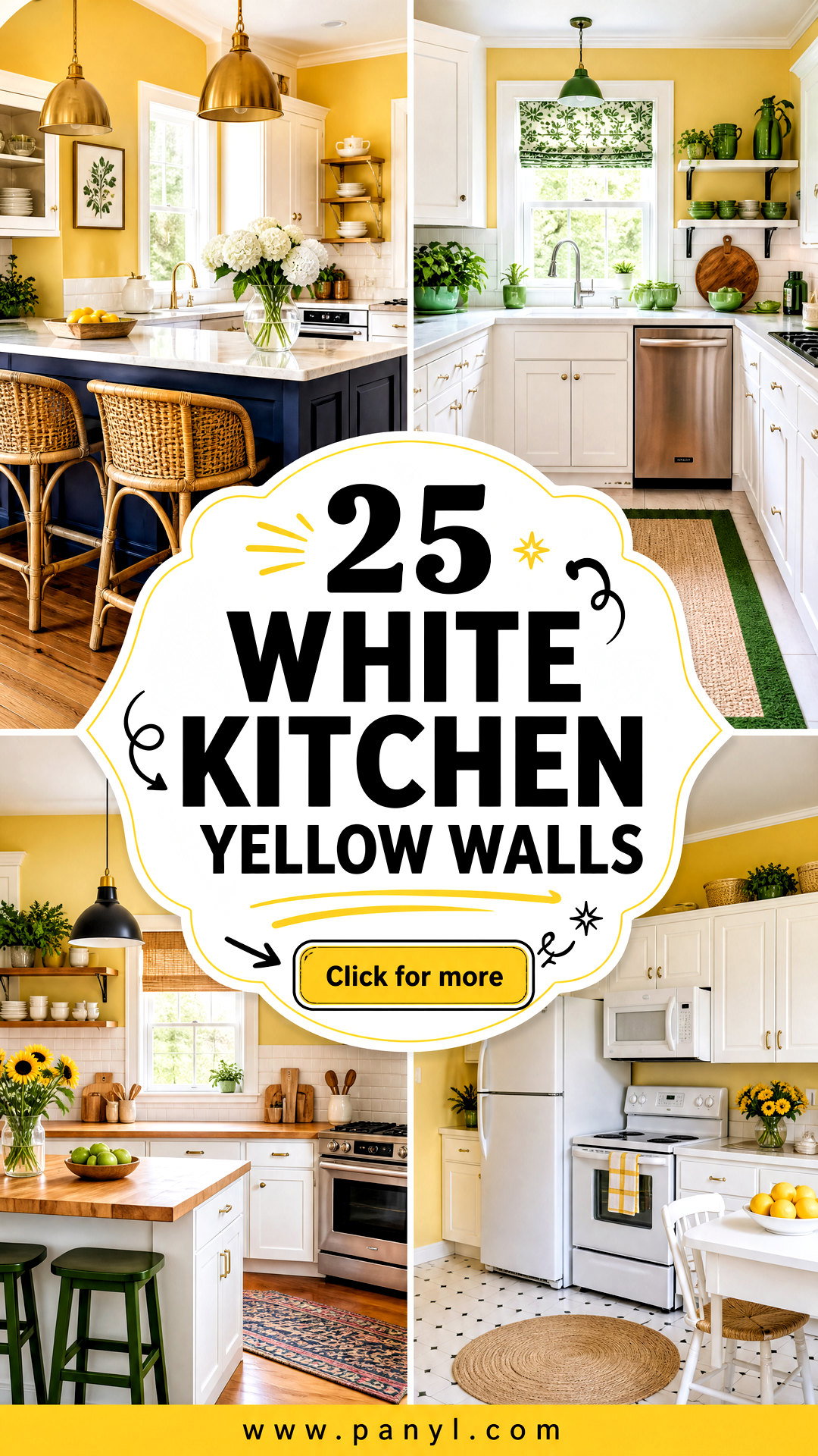 25 White Kitchen Yellow Walls for a Bright Cheerful Makeover - 25 White Kitchen Yellow Walls for a Bright, Cheerful Makeover