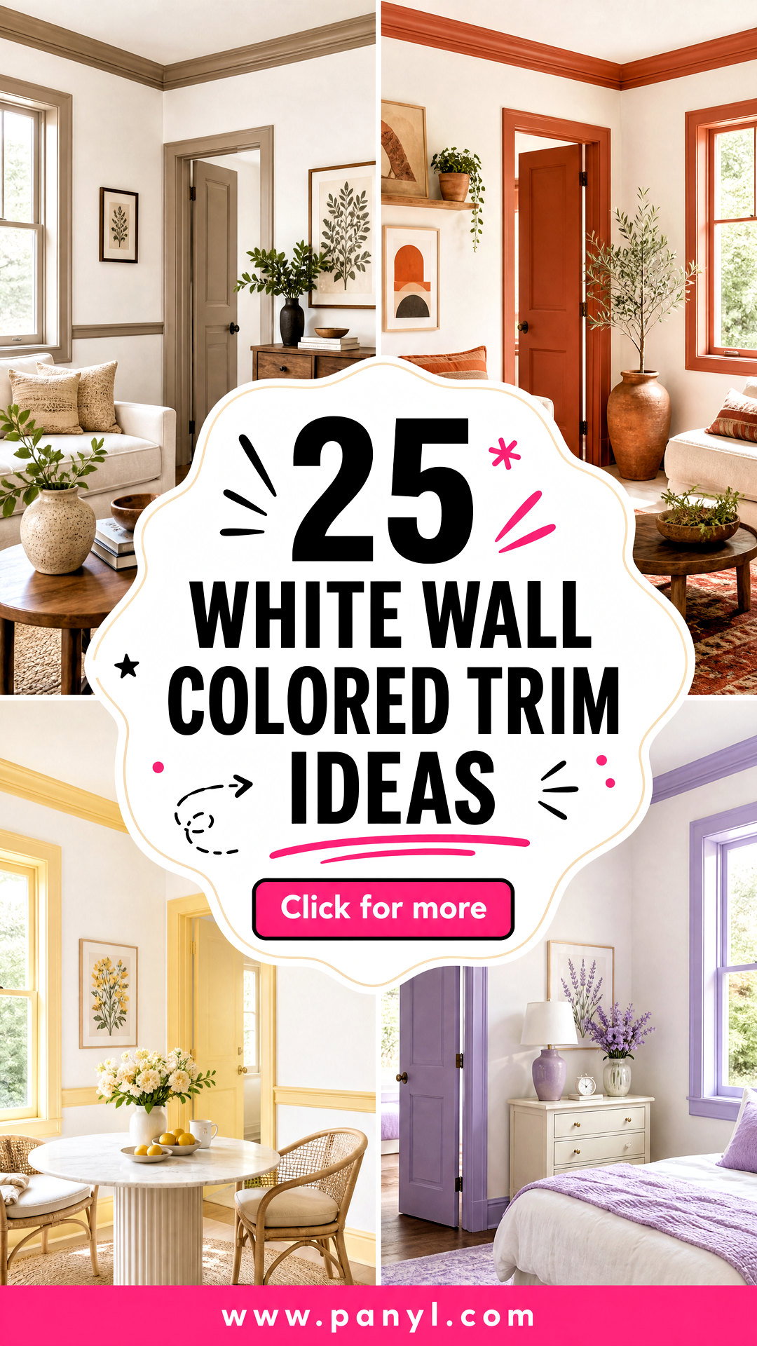 25 White Wall Colored Trim Ideas for Playful Polished Rooms - 25 White Wall Colored Trim Ideas for Playful, Polished Rooms