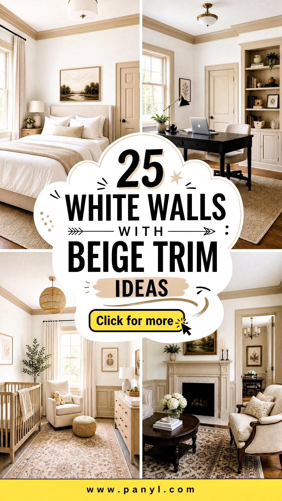 25 White Walls With Beige Trim Ideas for Warm Elegant Rooms - 25 White Walls With Beige Trim Ideas for Warm, Elegant Rooms