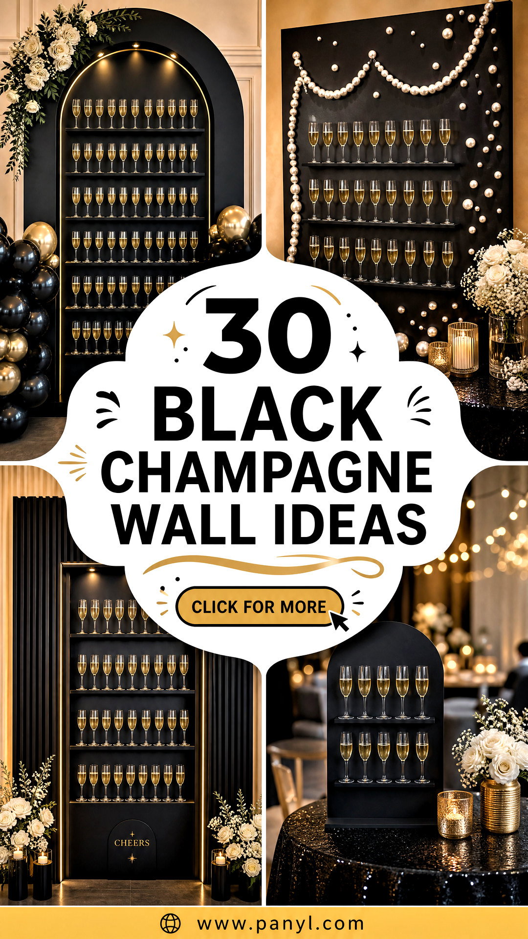 30 Black Champagne Wall Ideas for Elegant Party Displays - 30 Black Champagne Wall Ideas for Elegant Party Displays