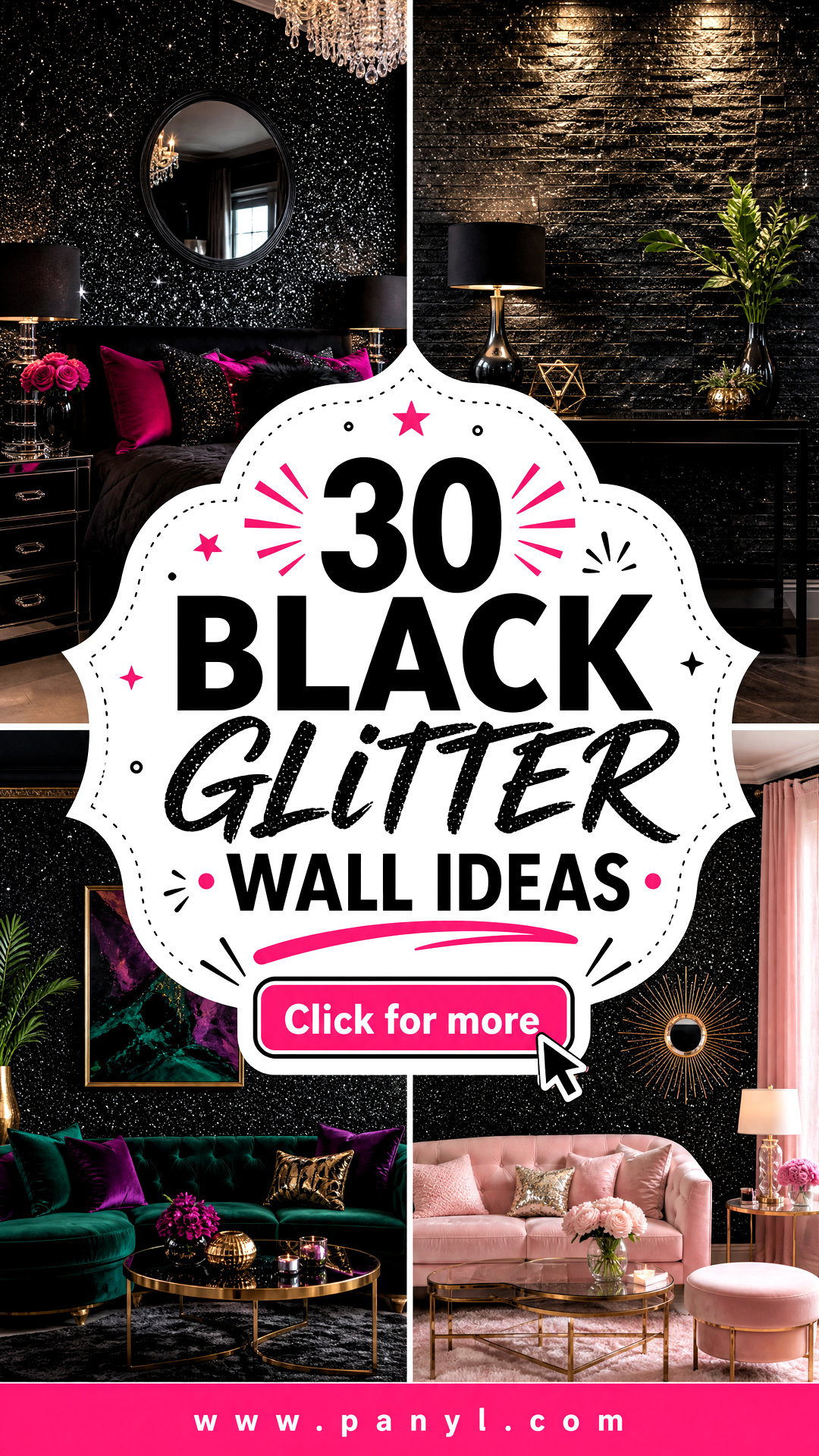 30 Black Glitter Wall Ideas for Glamorous Light-Catching Rooms - 30 Black Glitter Wall Ideas for Glamorous, Light-Catching Rooms