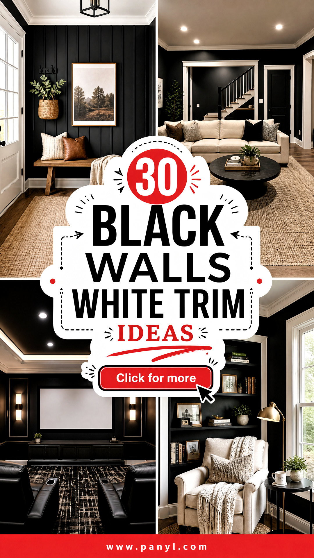 30 Black Walls White Trim Ideas for Crisp Timeless Rooms - 30 Black Walls White Trim Ideas for Crisp, Timeless Rooms