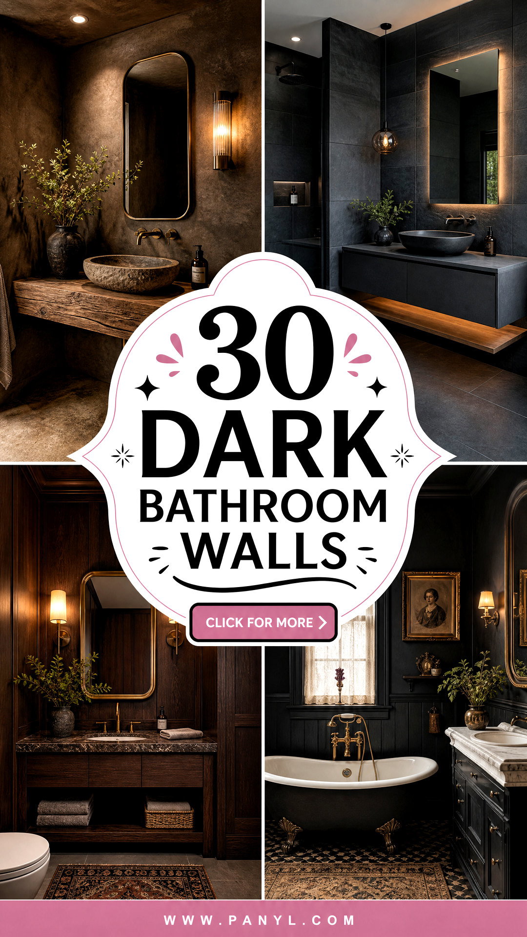 30 Dark Bathroom Walls for a Moody Relaxing Spa-Like Retreat - 30 Dark Bathroom Walls for a Moody, Relaxing Spa-Like Retreat