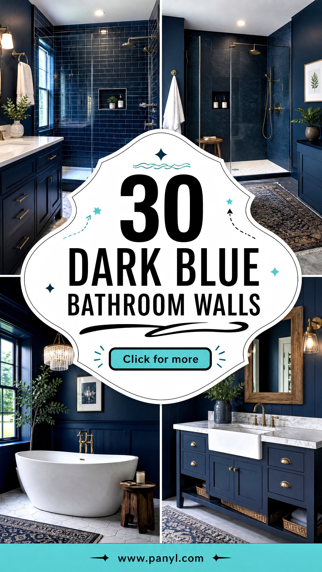 30 Dark Blue Bathroom Walls for a Calm Spa-Like Retreat - 30 Dark Blue Bathroom Walls for a Calm, Spa-Like Retreat