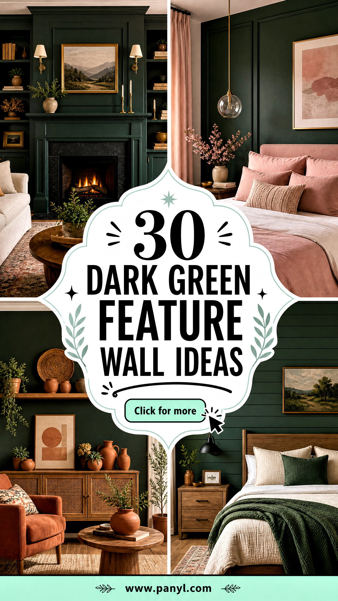 30 Dark Green Feature Wall Ideas for Sophisticated Homes - 30 Dark Green Feature Wall Ideas for Sophisticated Homes