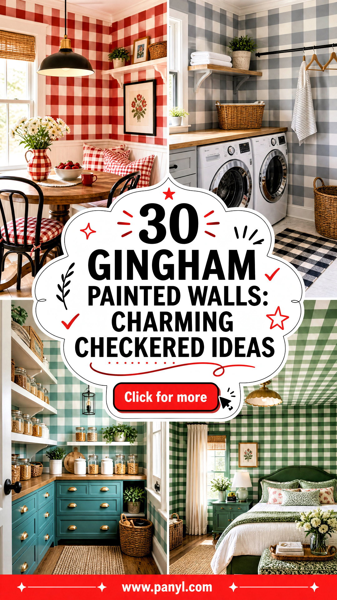 30 Gingham Painted Walls Charming Checkered Ideas for Cozy Rooms - 30 Gingham Painted Walls: Charming Checkered Ideas for Cozy Rooms