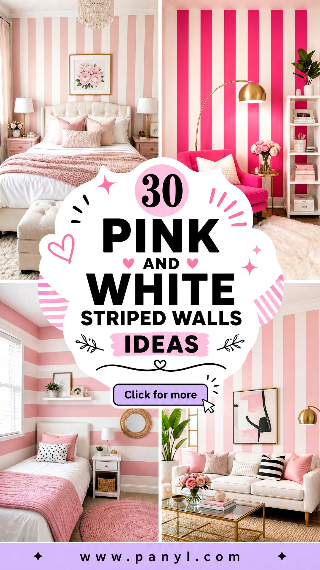 30 Pink and White Striped Walls Ideas for Charming Rooms - 30 Pink and White Striped Walls Ideas for Charming Rooms