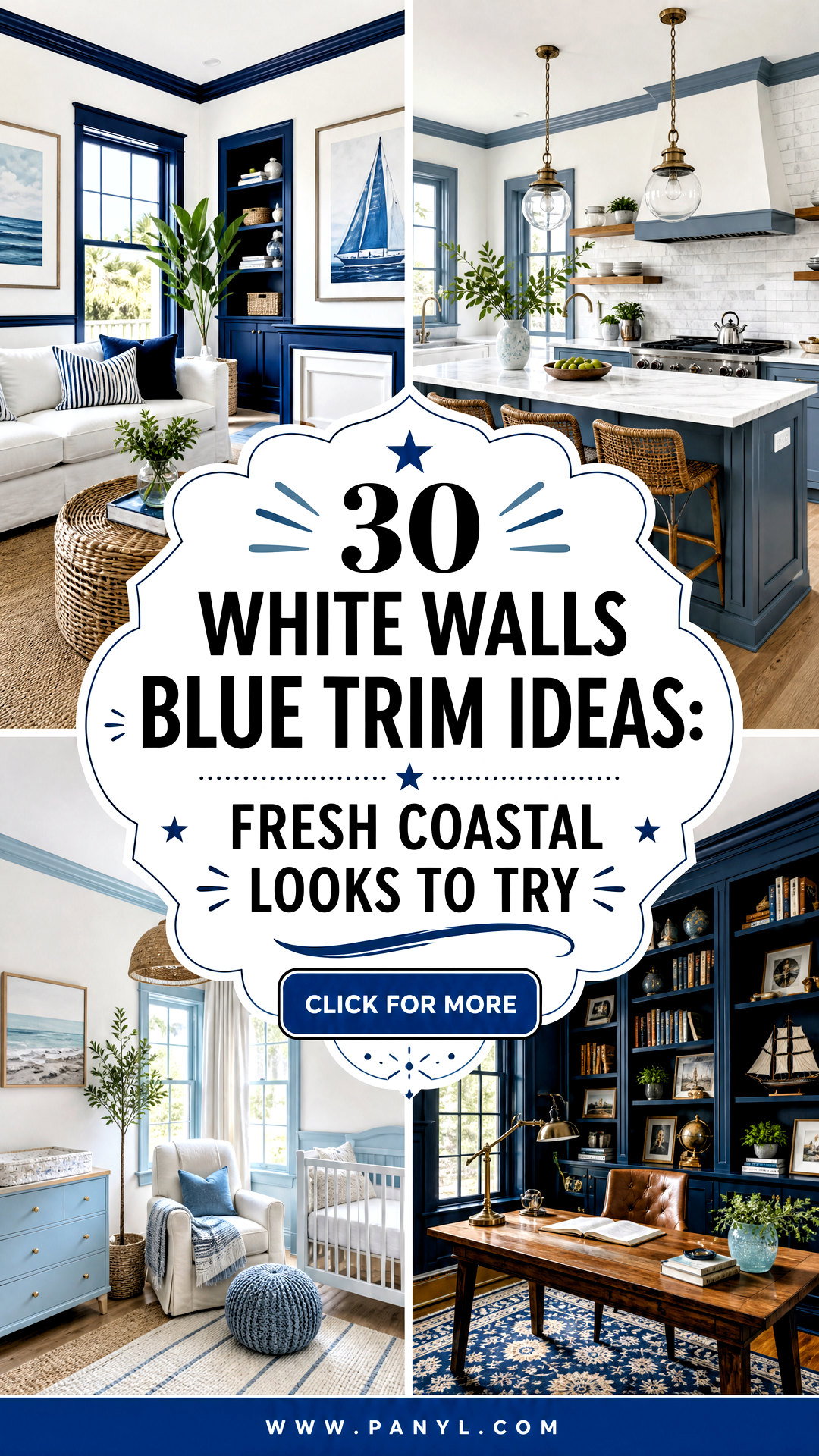 30 White Walls Blue Trim Ideas Fresh Coastal Looks to Try - 30 White Walls Blue Trim Ideas: Fresh Coastal Looks to Try