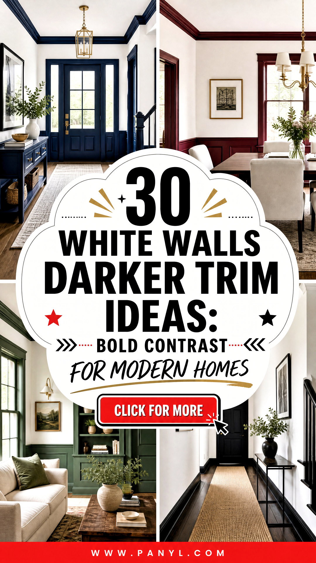 30 White Walls Darker Trim Ideas Bold Contrast for Modern Homes - 30 White Walls Darker Trim Ideas: Bold Contrast for Modern Homes
