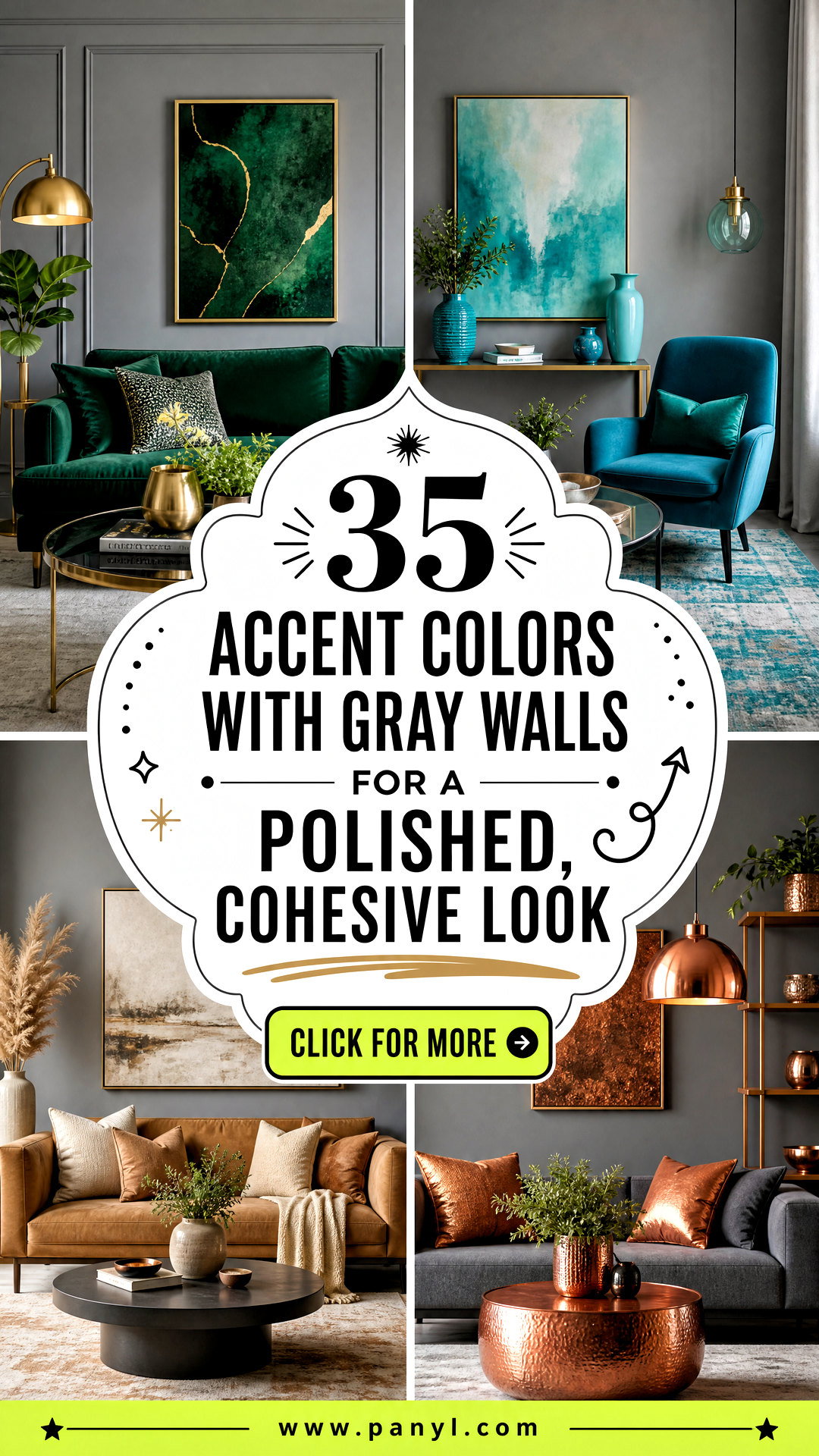 35 Accent Colors With Gray Walls for a Polished Cohesive Look - 35 Accent Colors With Gray Walls for a Polished, Cohesive Look