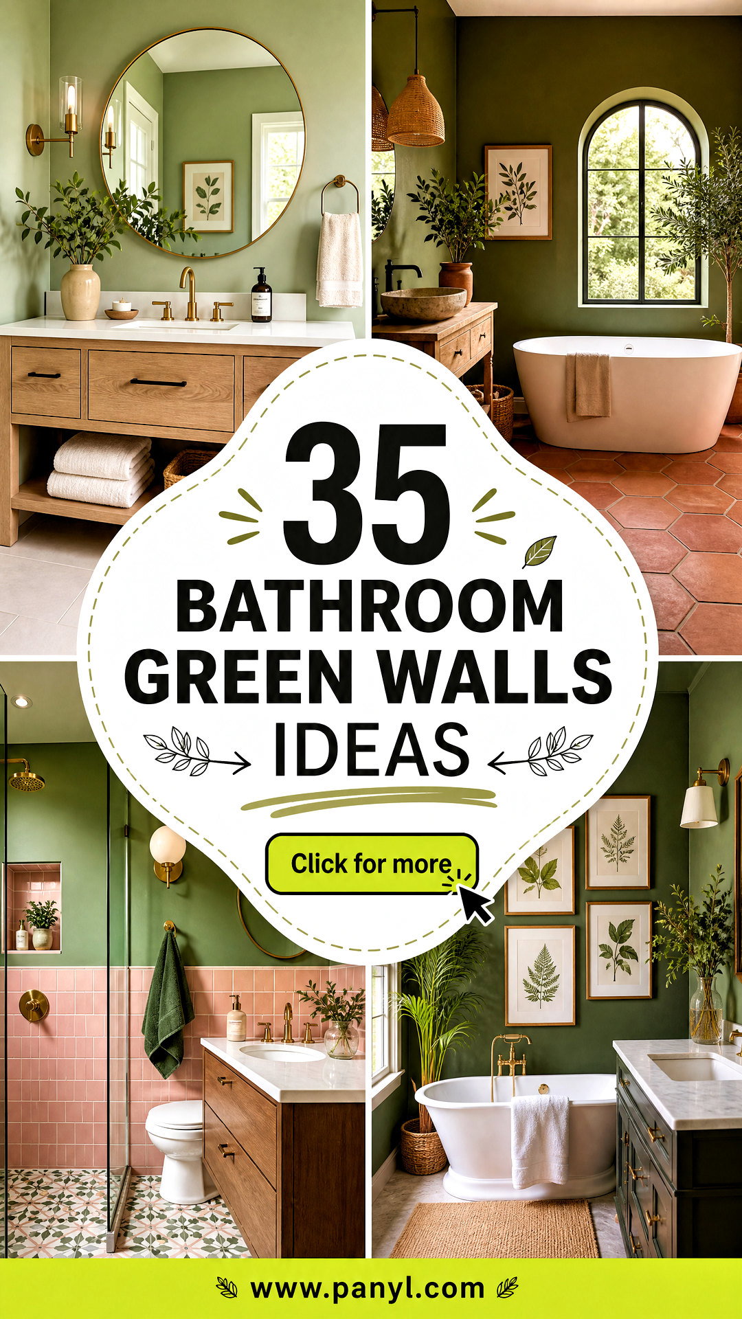 35 Bathroom Green Walls Ideas for a Fresh Spa-Like Look - 35 Bathroom Green Walls Ideas for a Fresh, Spa-Like Look