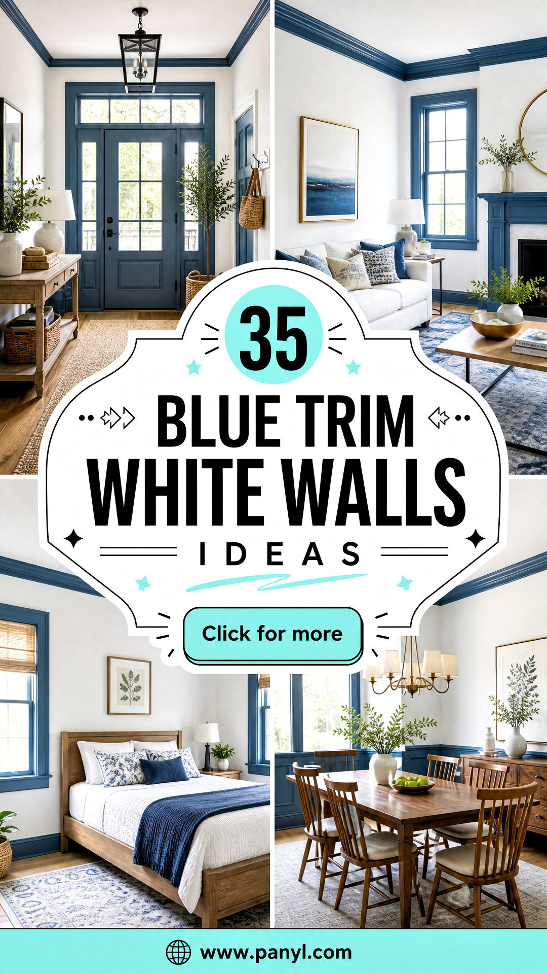 35 Blue Trim White Walls Ideas for a Crisp Modern Home - 35 Blue Trim White Walls Ideas for a Crisp, Modern Home