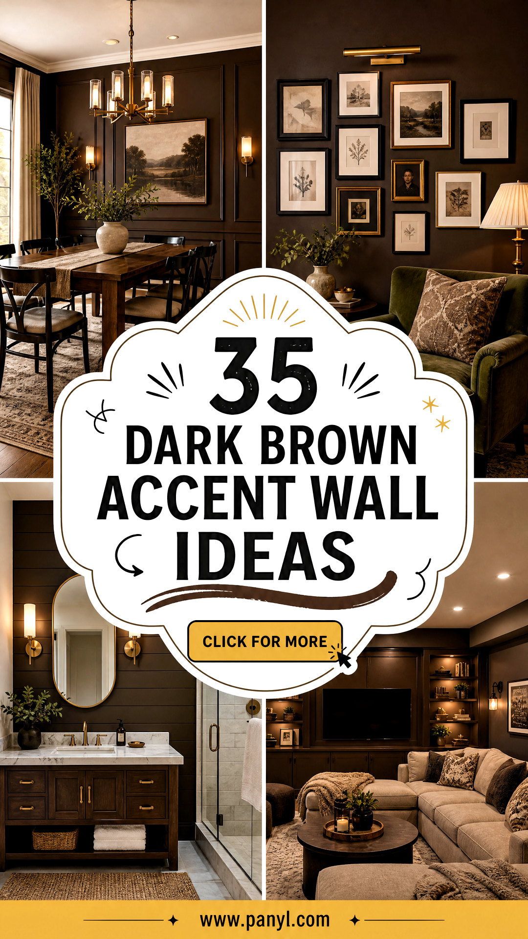 35 Dark Brown Accent Wall Ideas for a Warm Luxe Interior - 35 Dark Brown Accent Wall Ideas for a Warm, Luxe Interior