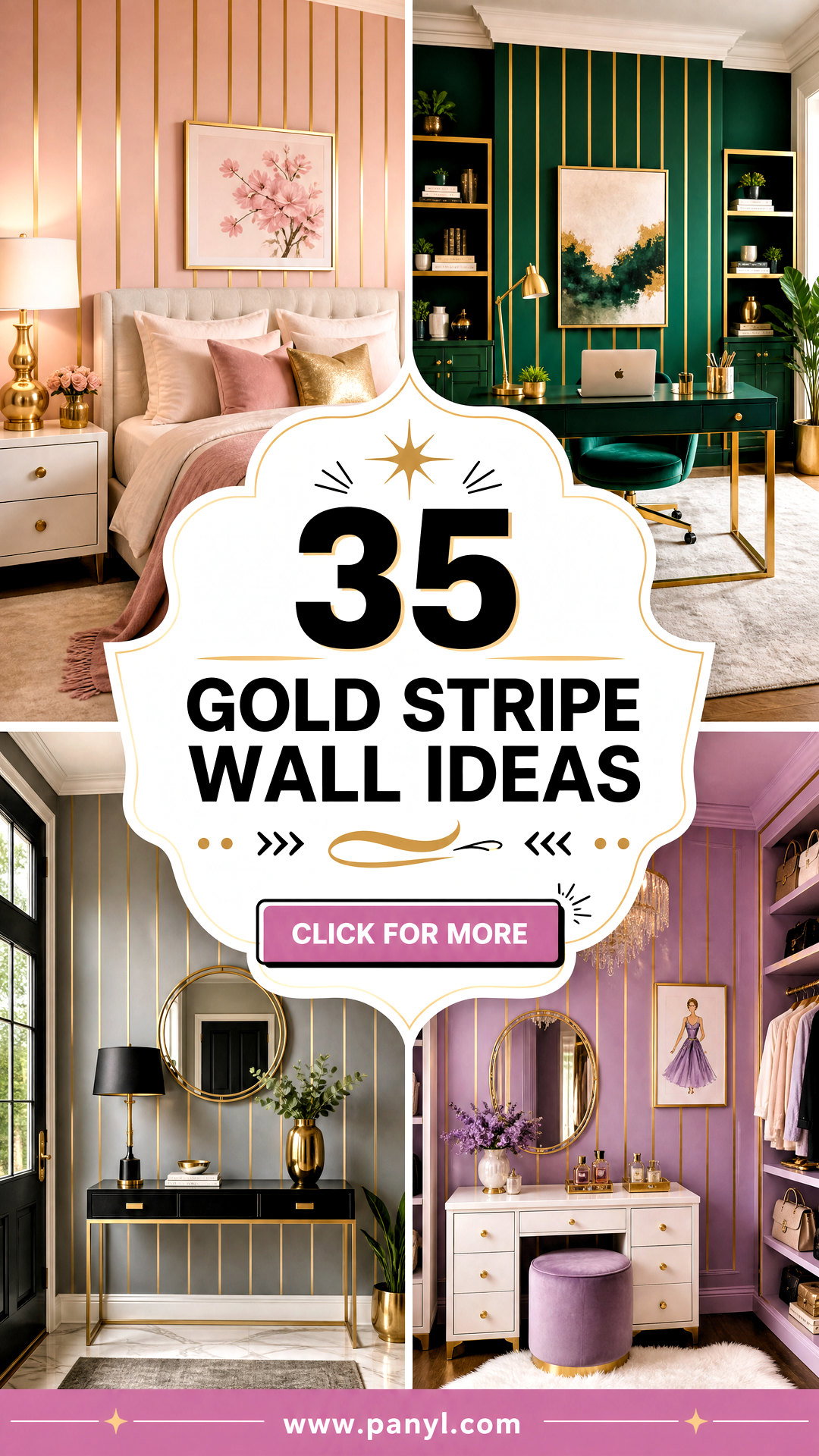 35 Gold Stripe Wall Ideas for a Chic Luxe Home Makeover - 35 Gold Stripe Wall Ideas for a Chic, Luxe Home Makeover