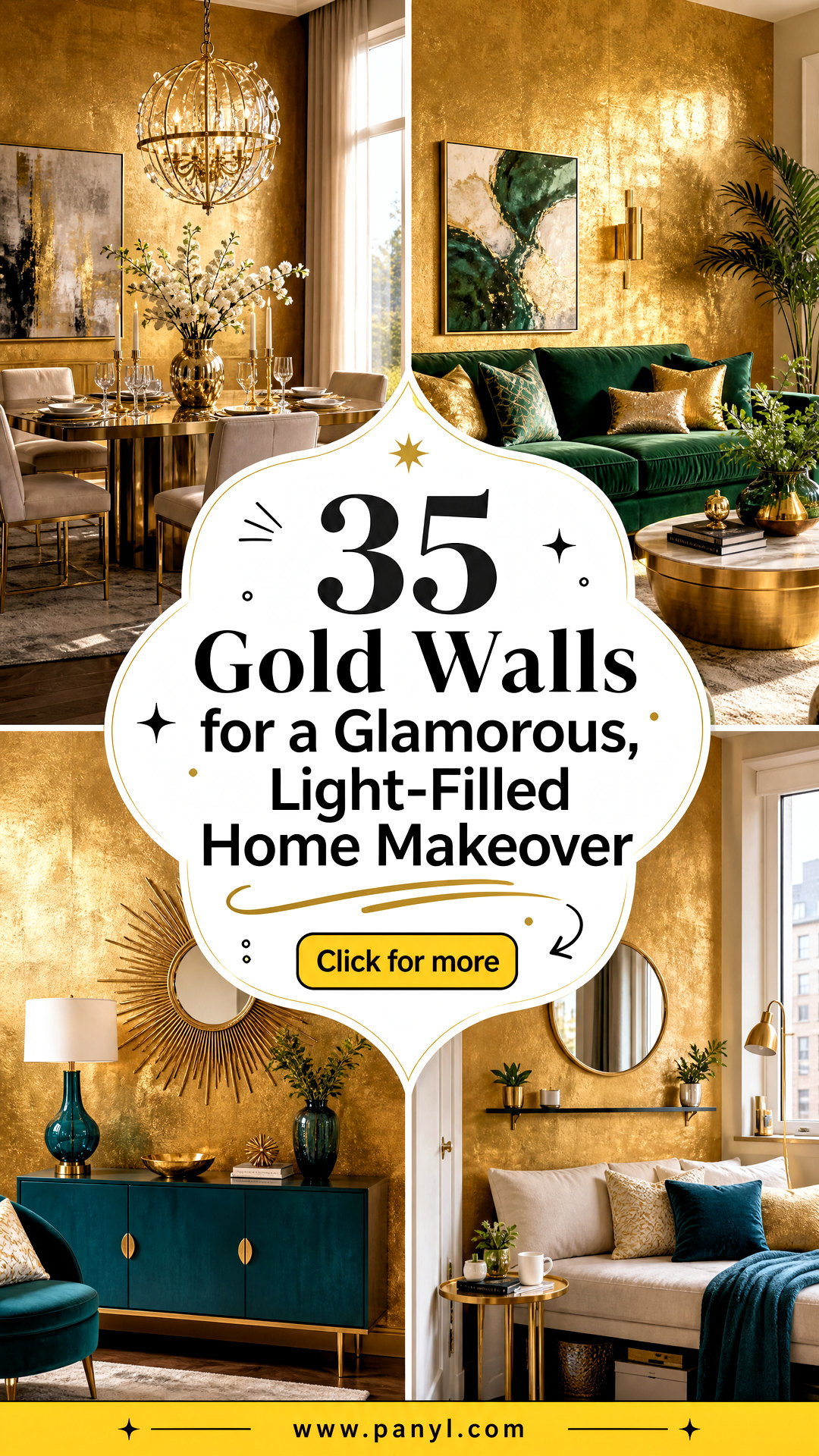 35 Gold Walls for a Glamorous Light-Filled Home Makeover - 35 Gold Walls for a Glamorous, Light-Filled Home Makeover