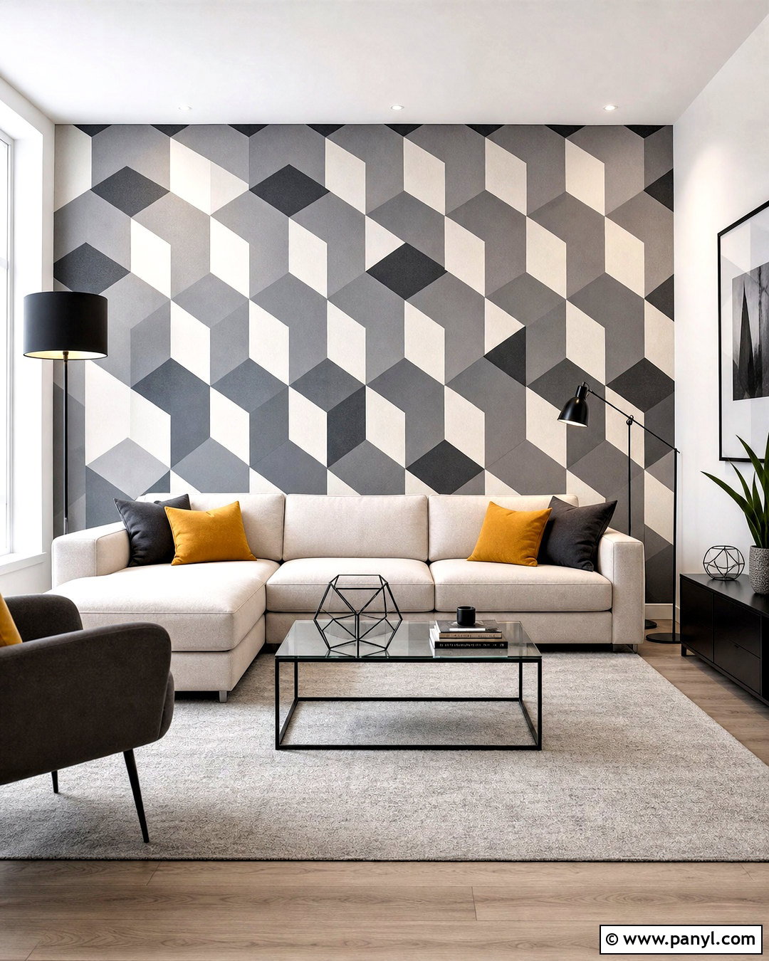 3D Cube Geometric Accent Wall - 20 geometric accent wall ideas