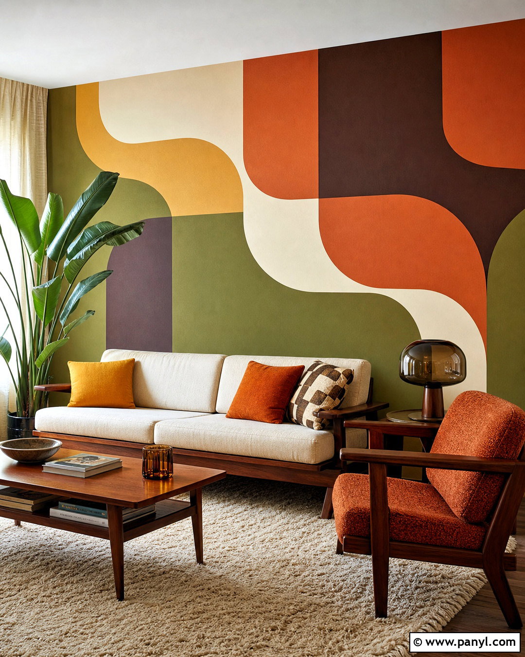 70s Geometric Wall Mural - 20 retro wall mural ideas