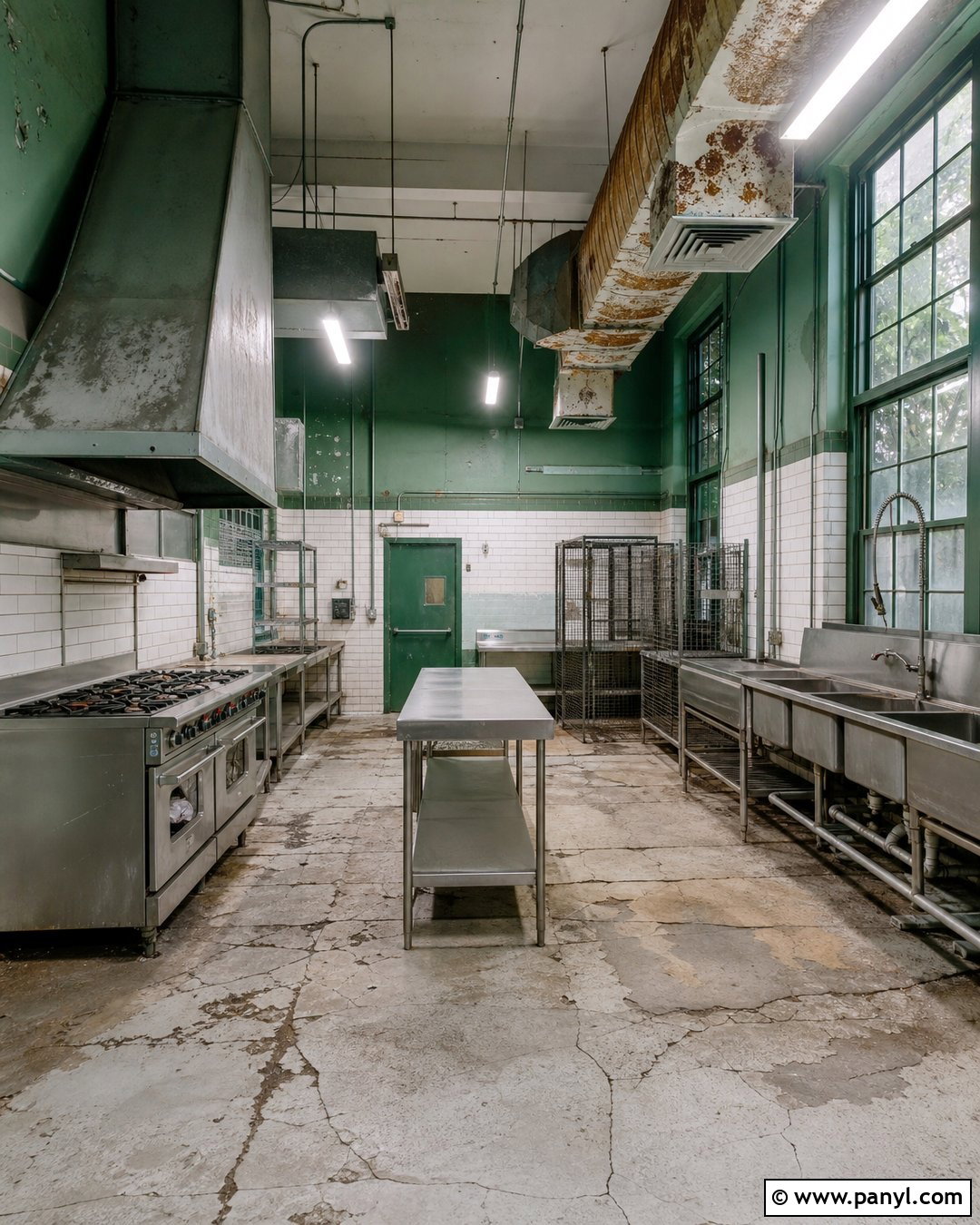 Abandoned Forest Green Industrial Kitchen - 20 Abandoned Kitchen With Green Walls