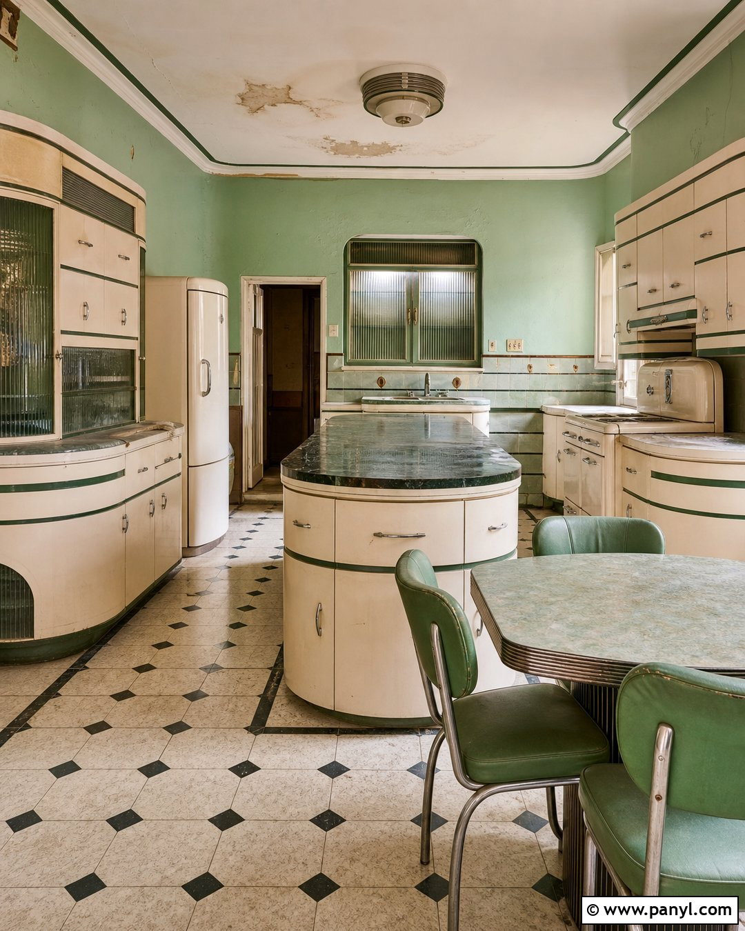 Abandoned Green Art Deco Kitchen - 20 Abandoned Kitchen With Green Walls